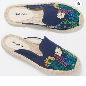 Soludos Wildflower Size US 8 M Women's Espadrille Slip-On Mules Midnight Blue